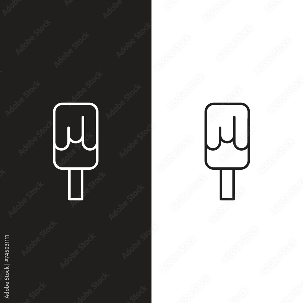Ice cream black silhouette icons set on white. stick in waffle cone, Ice cream black silhouette icons set on white. stick in waffle cone,