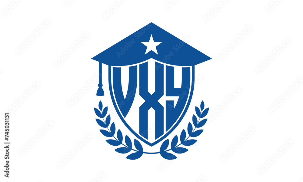 VXY three letter iconic academic logo design vector template. monogram, abstract, school, college, university, graduation cap symbol logo, shield, model, institute, educational, coaching canter, tech VXY three letter iconic academic logo design vector template. monogram, abstract, school, college, university, graduation cap symbol logo, shield, model, institute, educational, coaching canter, tech