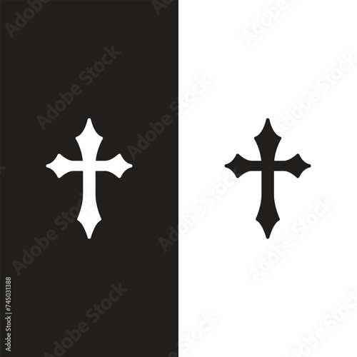 Christian cross vector symbol flat and outline style
 photo