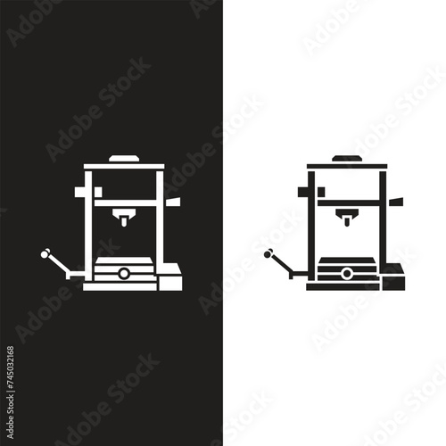 3d printing icon, Three print, printer, manufacturing New Product Development, future technology symbol. Modern outline style. editable stroke vector illustration design on white background.