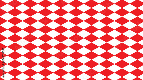 Red and white checkered pattern background. Vector illustration of red and white squares. Wallpaper consist of repeatable texture. Croatian checkerboard concept.