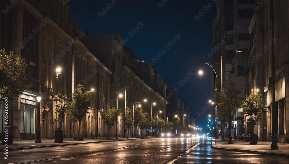 quiet urban scene at night made by AI generative