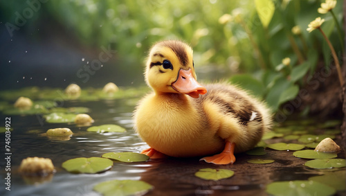 Cute duck living life in nature