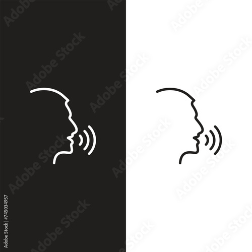 Sound and speak icon with soundwave forms emanating out from the center
