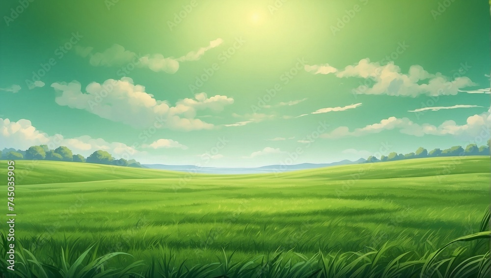 photo of a beautiful green meadow made by AI generative