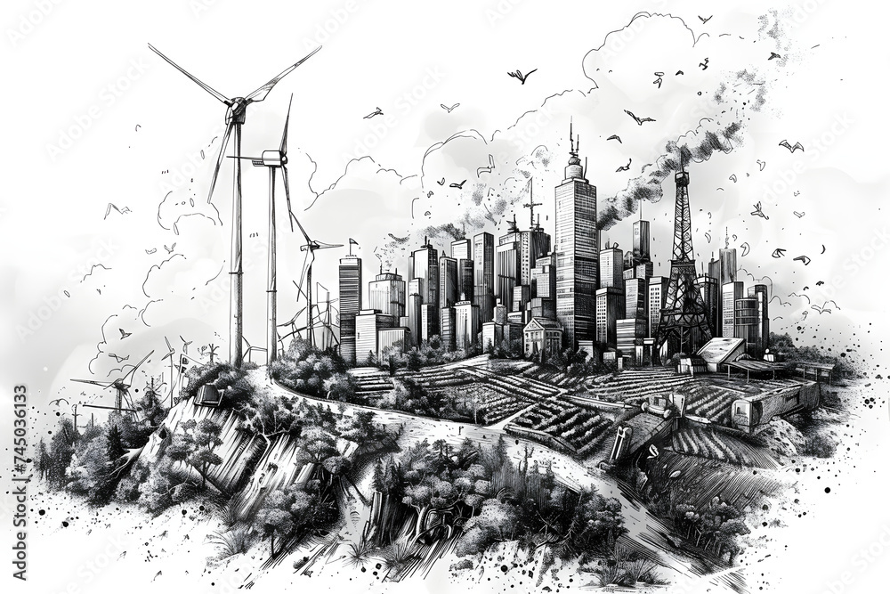 Sustainable Energy. Conceptual Illustration, Generative AI