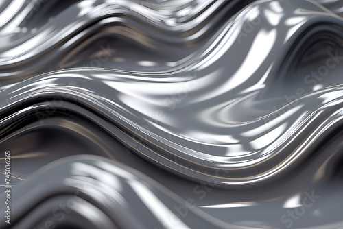 Geometric stripes similar to waves. Abstract  silver    glowing crossing lines pattern   generated by AI. 3D illustration