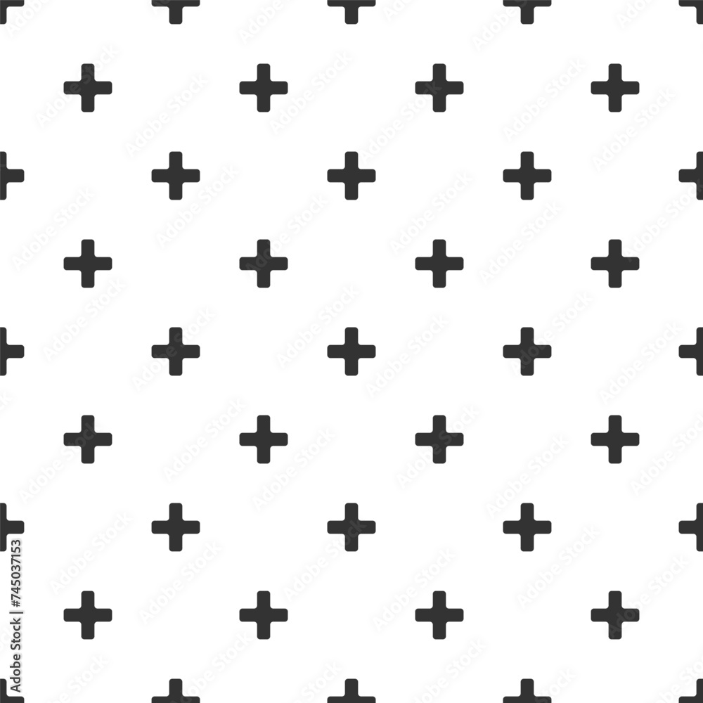 Cross pattern with bold plus sign. math geometry background. Seamless cross mosaic - obrazy, fototapety, plakaty 