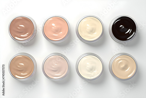 Close-up of a variety of decorative cosmetics testers , generated by AI. 3D illustration