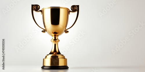Winner gold trophy cup on white background