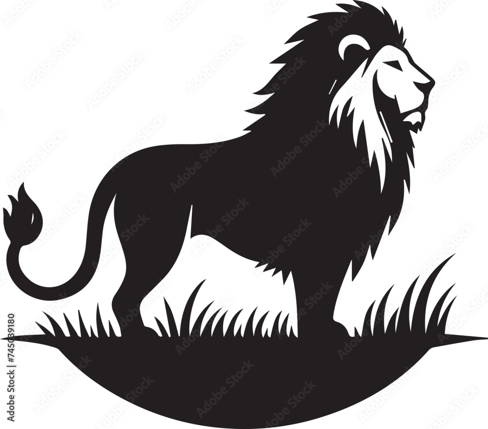 Silhouette Lion Vector Illustration, Lion wild animal silhouettes, lion with mane big cat black silhouette Silhouette Lion Vector Illustration, Lion wild animal silhouettes, lion with mane big cat black silhouette