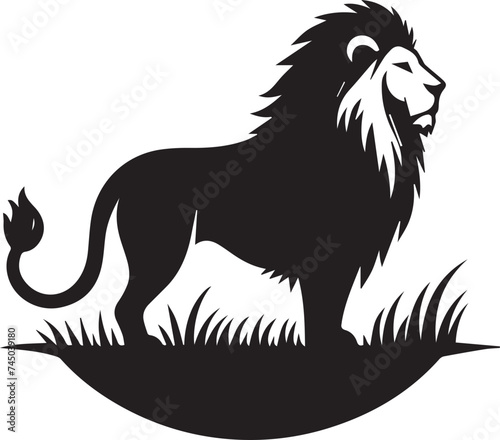 Silhouette Lion Vector Illustration  Lion wild animal silhouettes  lion with mane big cat black silhouette