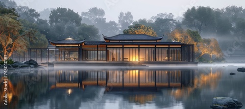 Chinese architecture banner background for design