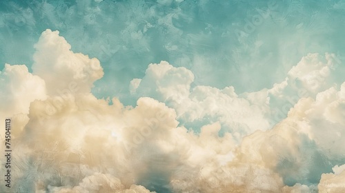 artistic soft cloud and sky with grunge paper texture - generative ai © Nia™