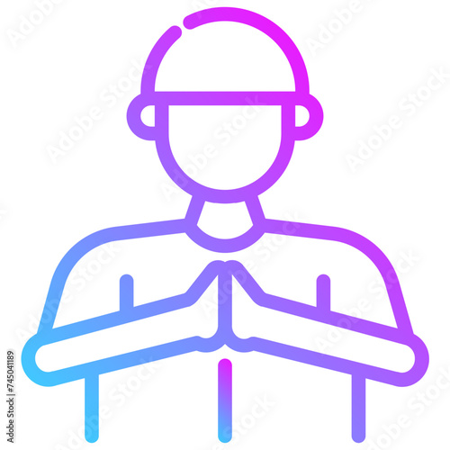 greeting Muslim man. vector single icon with a dashed line style. suitable for any purpose. for example: website design, mobile app design, logo, etc.