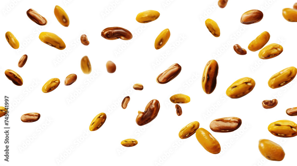 Falling beans isolated on transparent a white background Falling beans isolated on transparent a white background