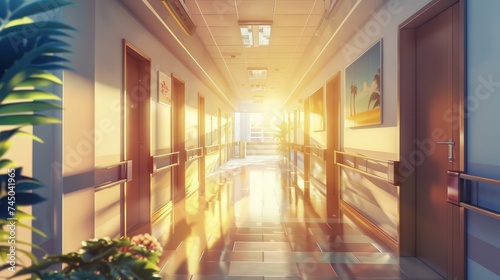 A well-lit hospital corridor providing a seamless pathway for patients and medical staff