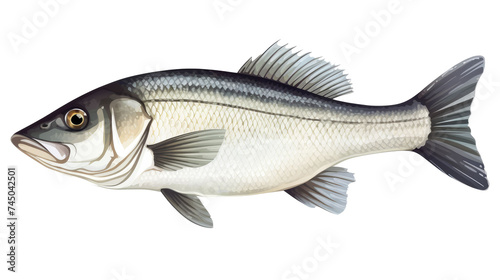 Fresh sea bass fish isolated on transparent a white background