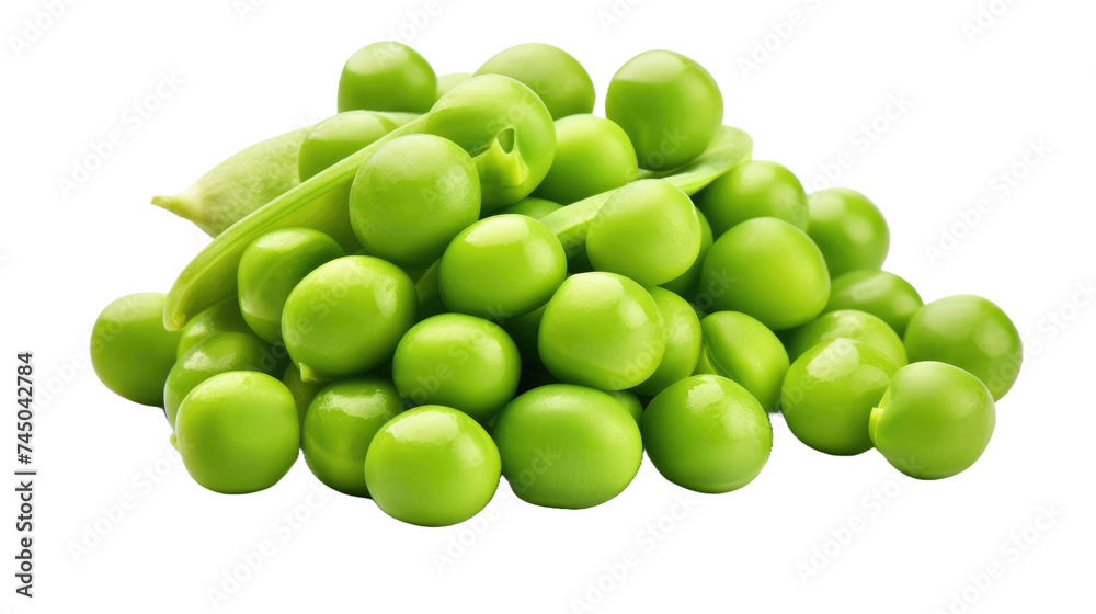 Green peas isolated on transparent a white background