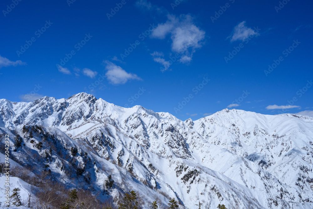 【北アルプス】冬の遠見尾根からの五竜岳の景色