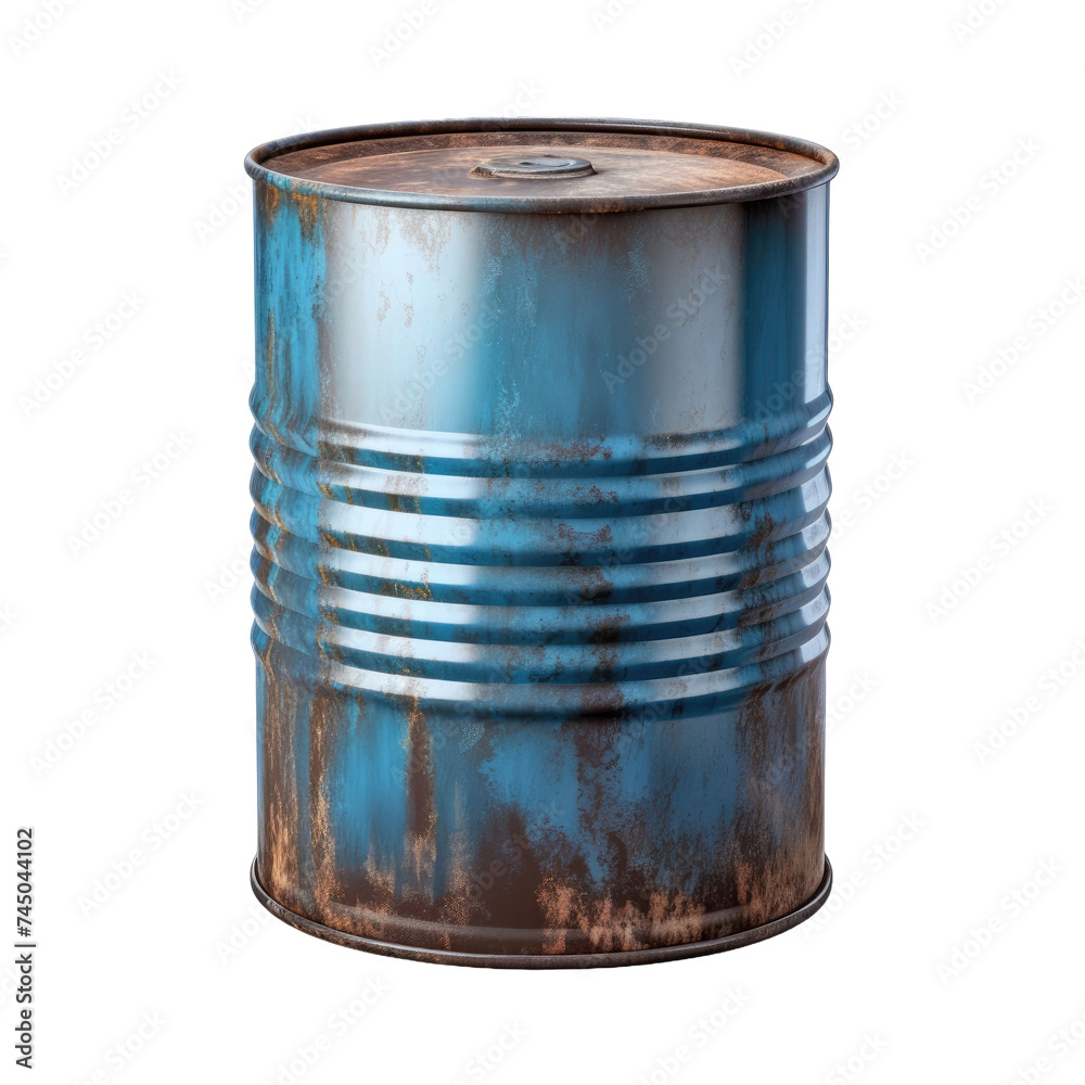 Old rusty blue steel oil barrel isolated on transparent a white background Old rusty blue steel oil barrel isolated on transparent a white background