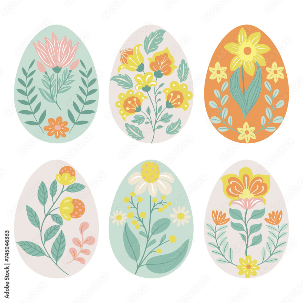 Collection of folk art design elements.
Vector illustration with silhouette of Easter eggs on a white background. Hand drawn folk flowers. Scandinavian traditional motif
Collection of folk art design elements.
Vector illustration with silhouette of Easter eggs on a white background. Hand drawn folk flowers. Scandinavian traditional motif