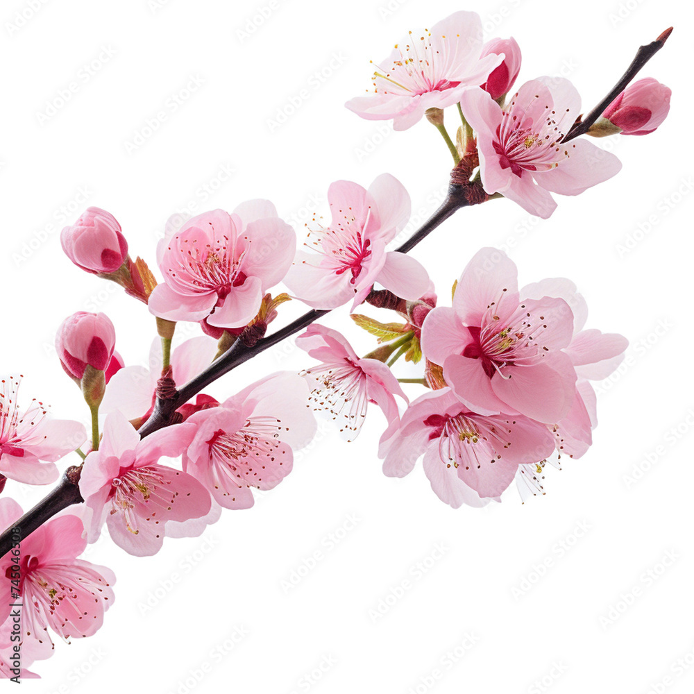 cherry blossom isolated on transparent background. 