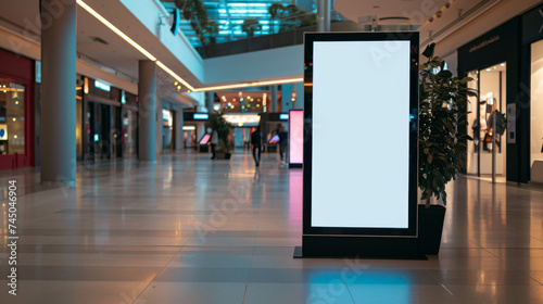 Modern digital signage featuring a screen, enhancing the mall experience