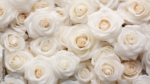 Background of white roses. A luxurious gift for Valentine's Day and Women's Day. The texture of rose petals.