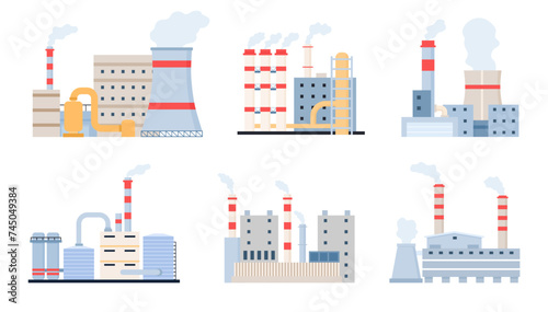 Flat factories vector set of industry design, industrial © Tartila