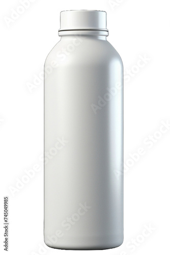 White plastic bottle for protein shake. Isolated on transparent background.