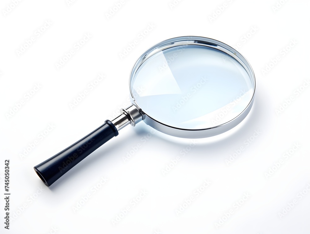 magnifying glass with a black handle and a silver rim isolated on white background generative ai magnifying glass with a black handle and a silver rim isolated on white background generative ai