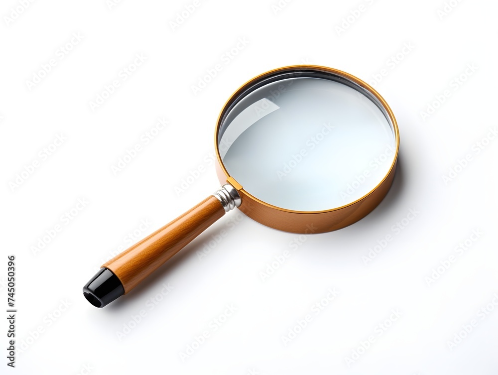 magnifying glass with a golden handle and a golden rim isolated on white background generative ai magnifying glass with a golden handle and a golden rim isolated on white background generative ai