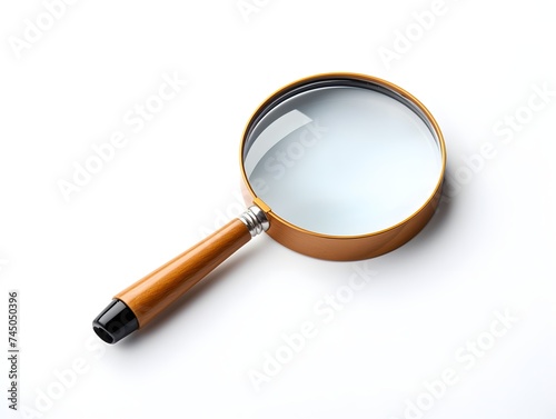 magnifying glass with a golden handle and a golden rim isolated on white background generative ai