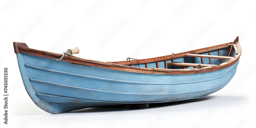 Blue Painted Wooden Boat Isolated on Transparent Background Blue Painted Wooden Boat Isolated on Transparent Background