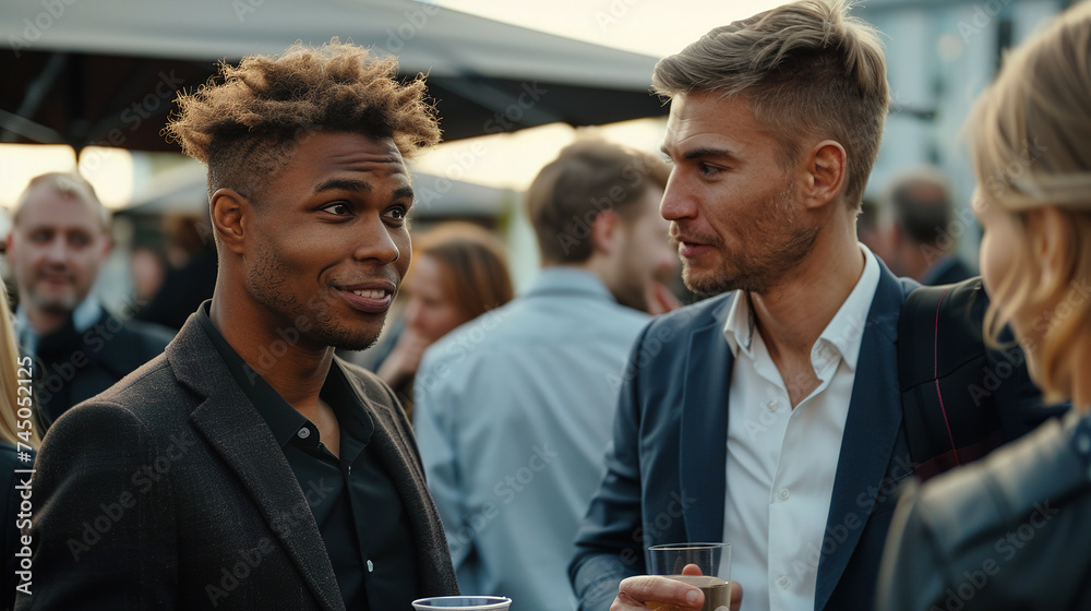 Businessmen Engaging in Casual Conversation Businessmen Engaging in Casual Conversation