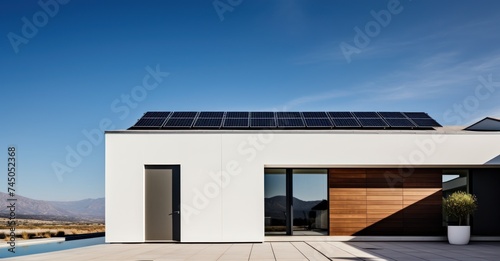 Modern home with solar panels for sustainability