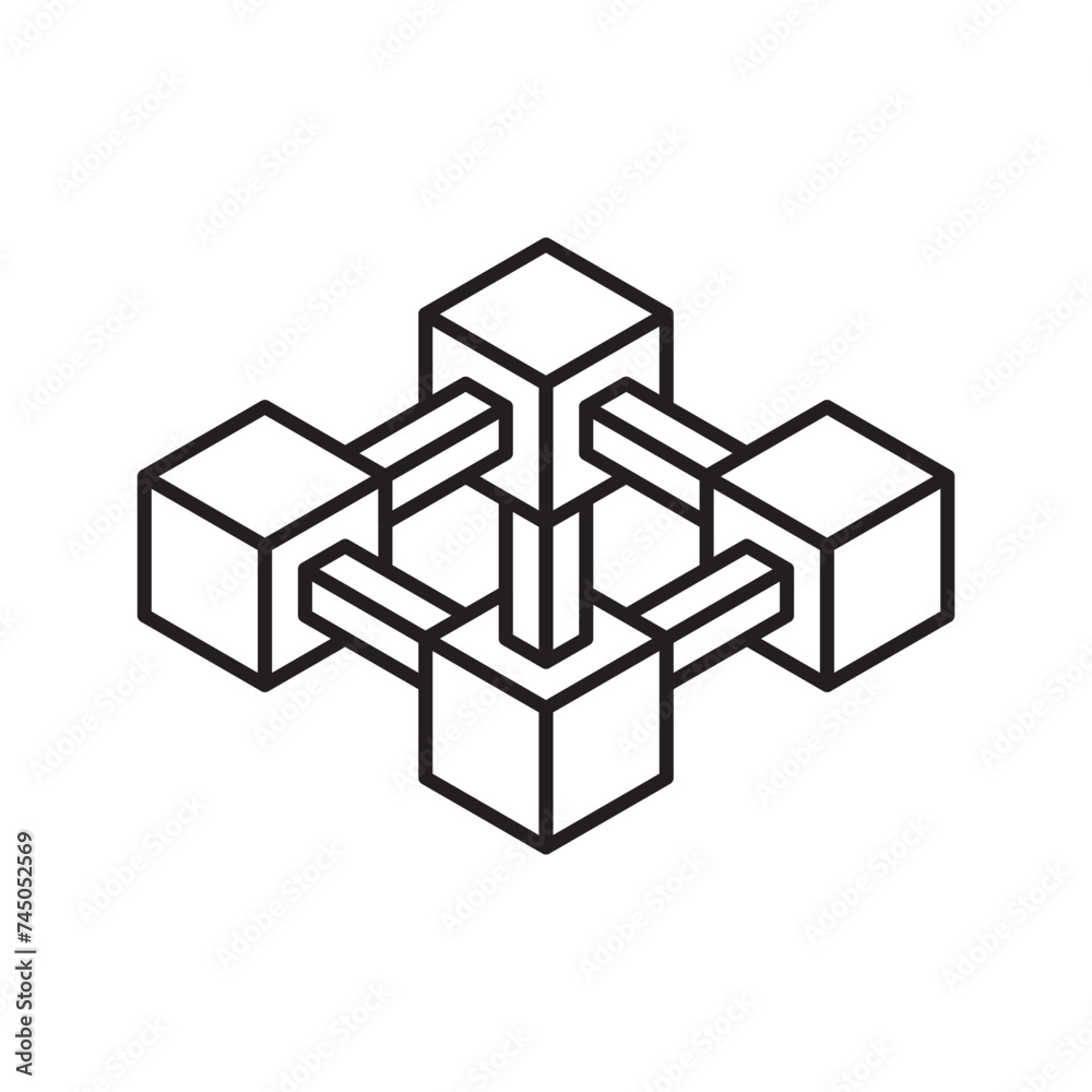 Abstract shape icon isolated on white background. Line art. Vector illustration. Abstract shape icon isolated on white background. Line art. Vector illustration.