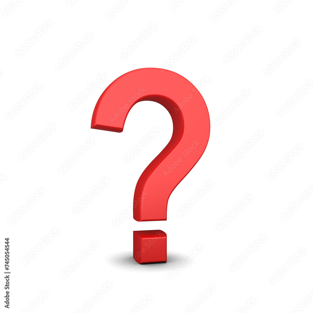 Bold red 3D question mark on white background. Highlighting inquiry. 3D Rendering Bold red 3D question mark on white background. Highlighting inquiry. 3D Rendering