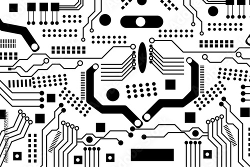 High-tech circuit board technology background texture. Vector illustration.