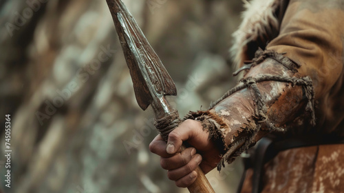 Close up of a traditional spear thrower showcasing craftsmanship and historical weaponry