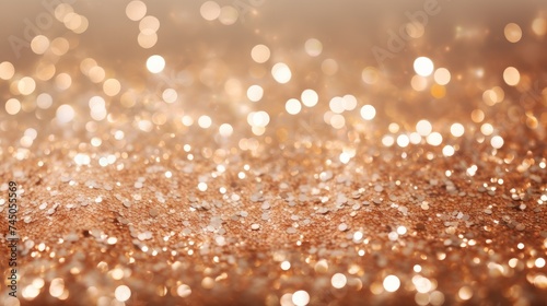 Shiny particles of golden color. Glowing sparks, festive background, greeting card. Mysterious and mystical background.