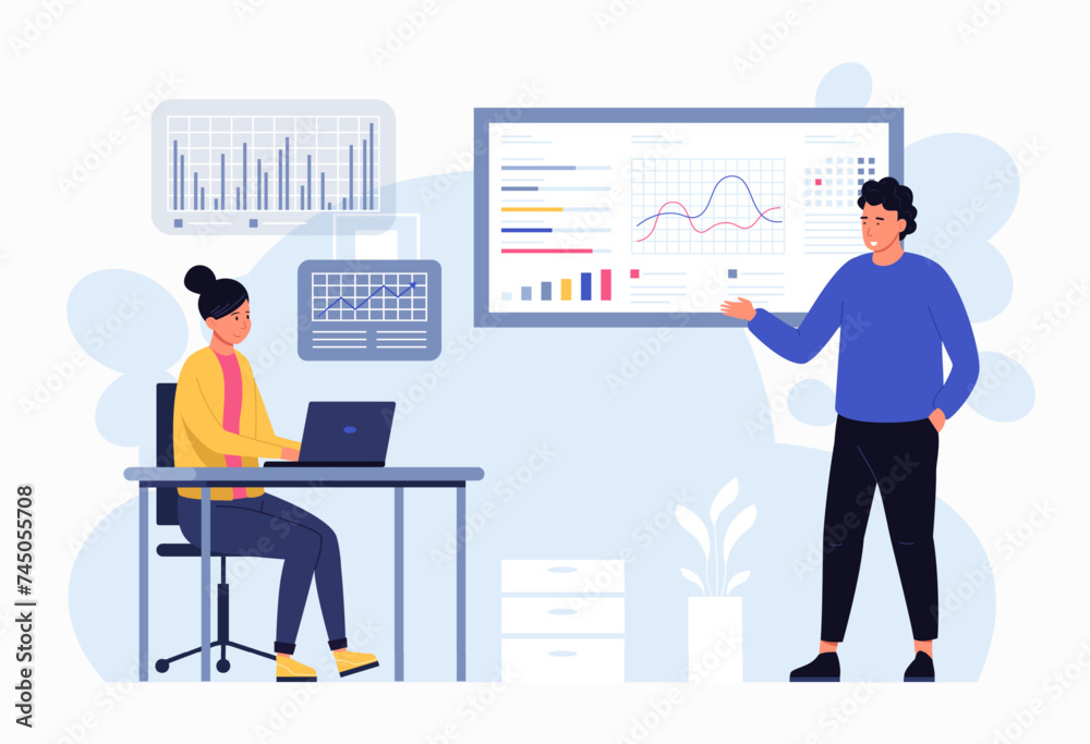 Market forecast, business team make strategy graph Market forecast, business team make strategy graph