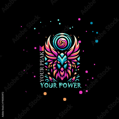 Pattern design in grunge element rainbow colorful shape t shirt design simple line serials