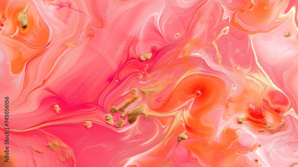 Fluid Mix Contemporary: Marble Oil Watercolor with Pink Gold Paint