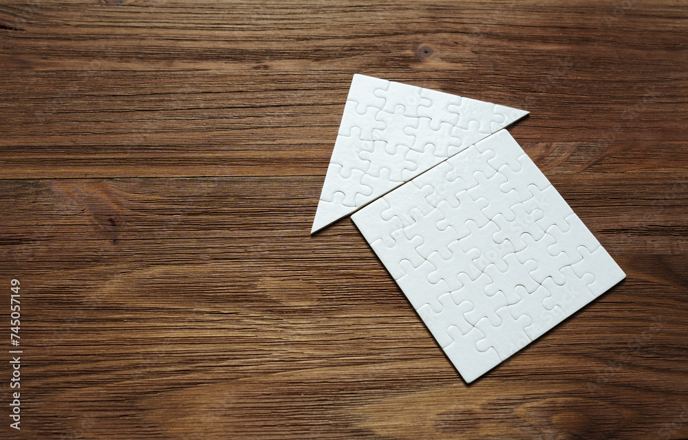 White House Puzzle Isolated on Dark Wooden Background White House Puzzle Isolated on Dark Wooden Background