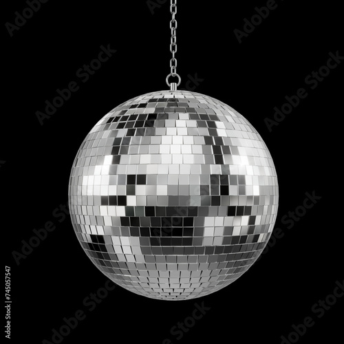 Disco ball on black backround. 3d rendering of discoball