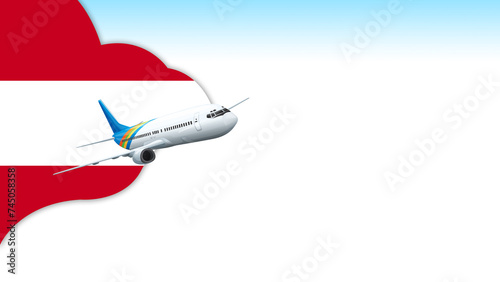 3d illustration plane with Austria flag background for business and travel design
