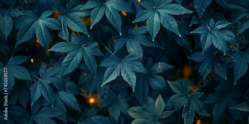 Green plant leaves with some lights on it in the garden with dark background Green leaves texture background nature wallpaper Ai Generative photo