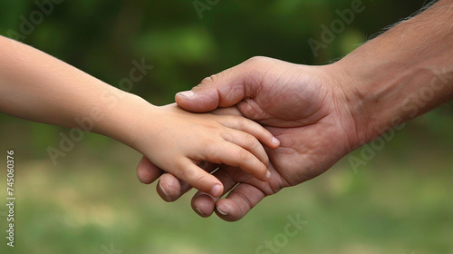 Father hand holding his son close up © KidSpace
